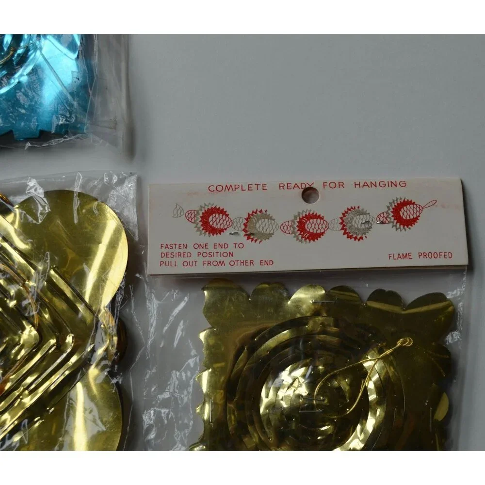Vintage Shiny Brite Stretch Foil Garland Snowflake Winter Christmas Decor Japan